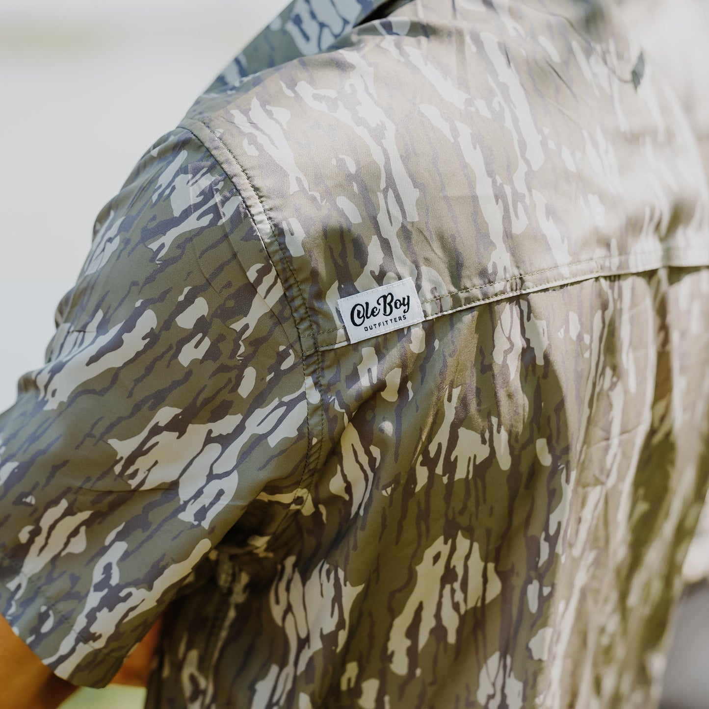 OLE BOY Performance Button Up Fishing Shirt - Bottomland Camo
