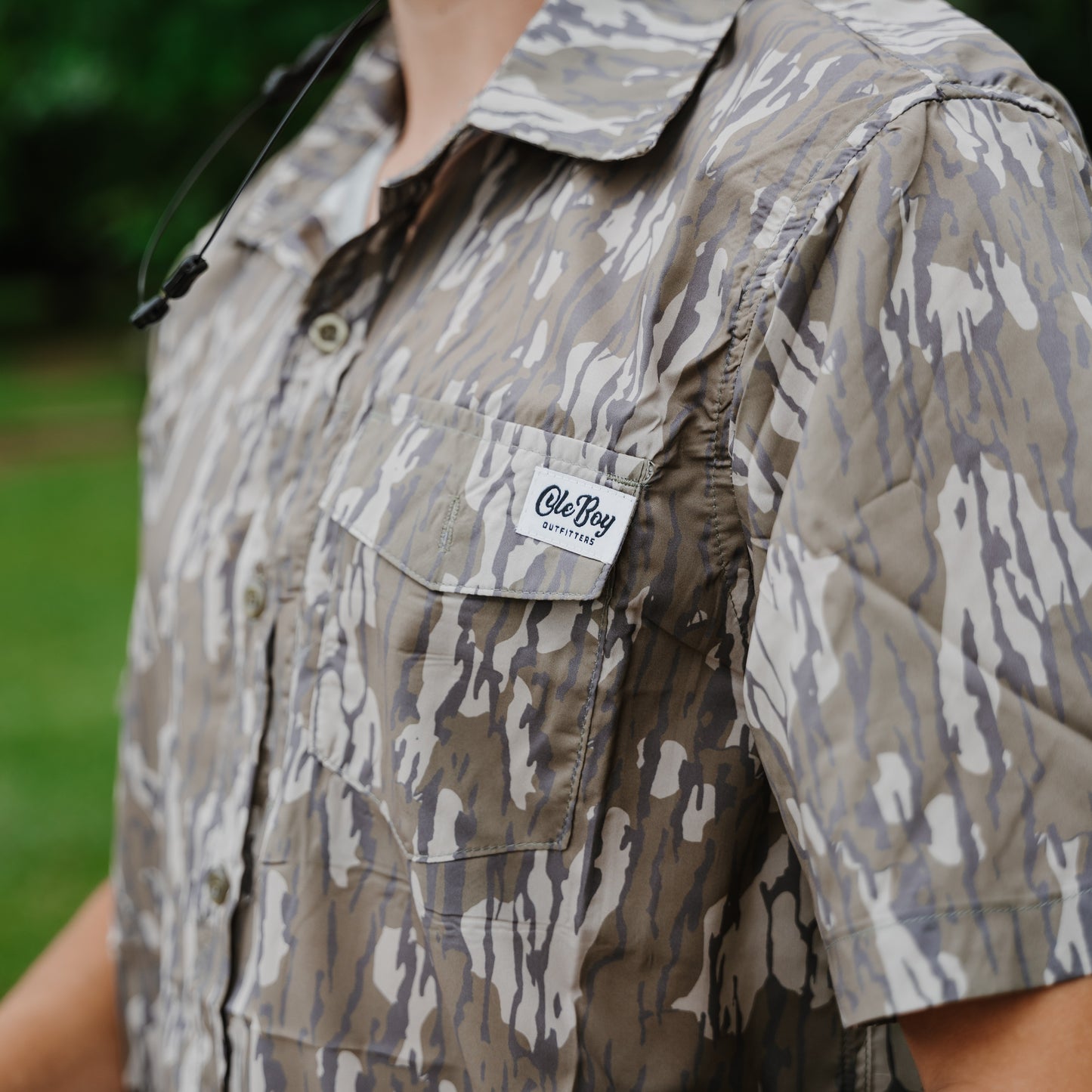 OLE BOY Performance Button Up Fishing Shirt - Bottomland Camo