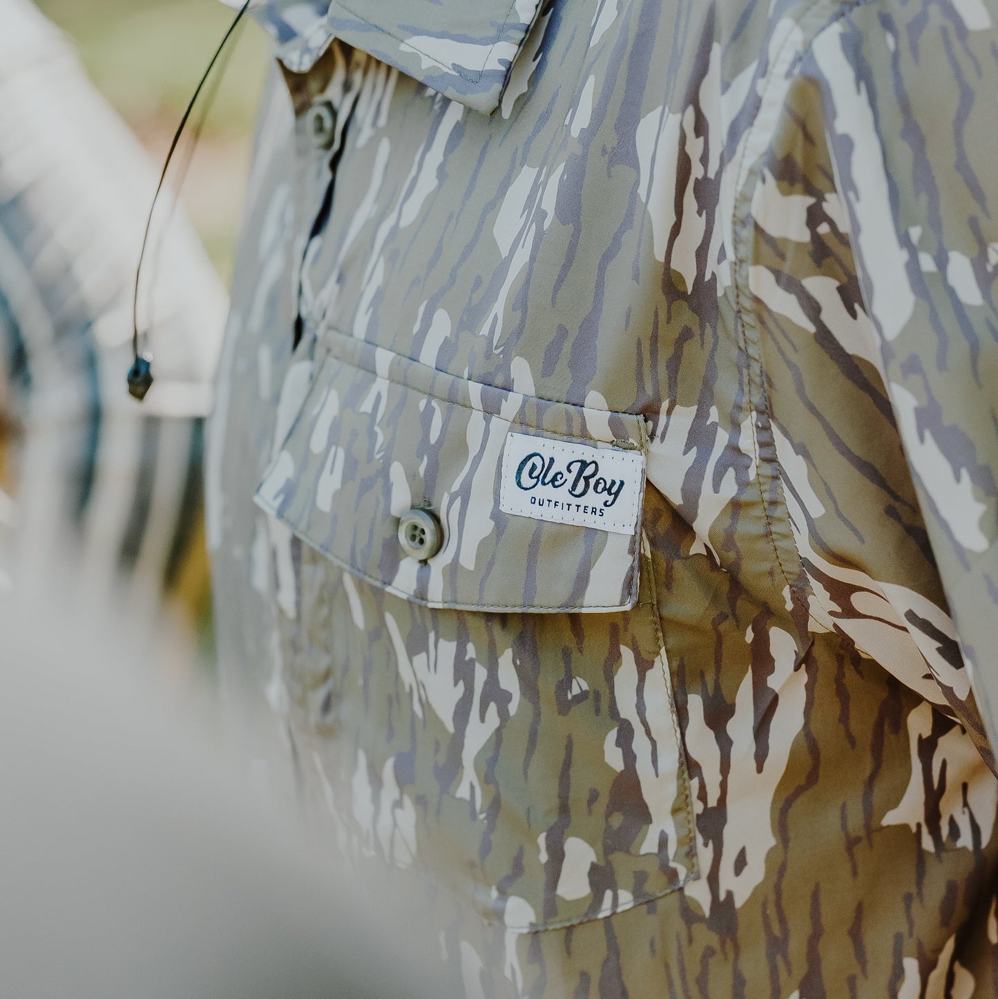 OLE BOY Performance Button Up Fishing Shirt - Bottomland Camo