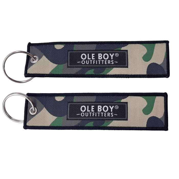 OLE BOY Classic Logo 5.5 inch Woven Camo Embroidered Keychain