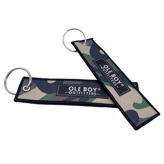 OLE BOY Classic Logo 5.5 inch Woven Camo Embroidered Keychain