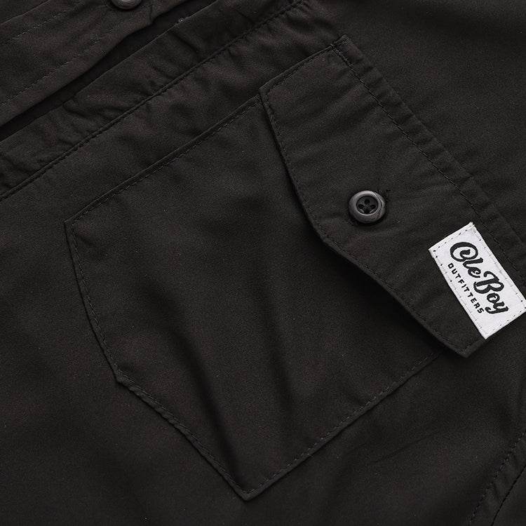 OLE BOY Performance Button Up Fishing Shirt - Black