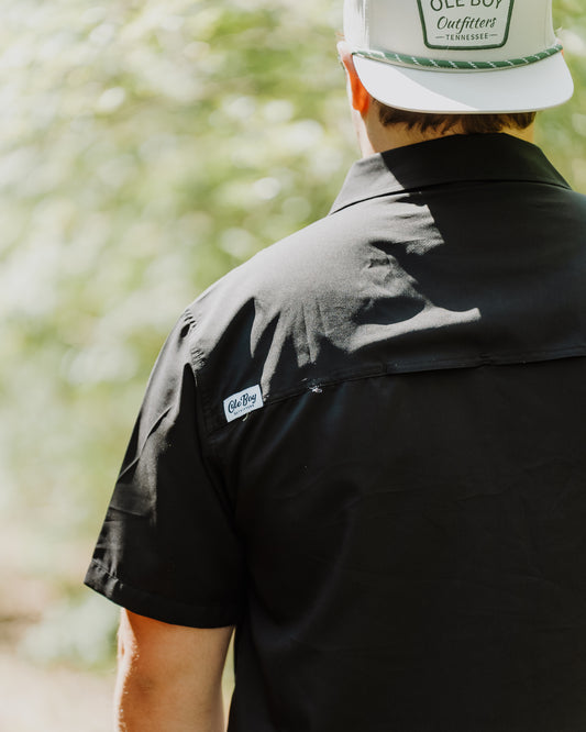 OLE BOY Performance Button Up Fishing Shirt - Black