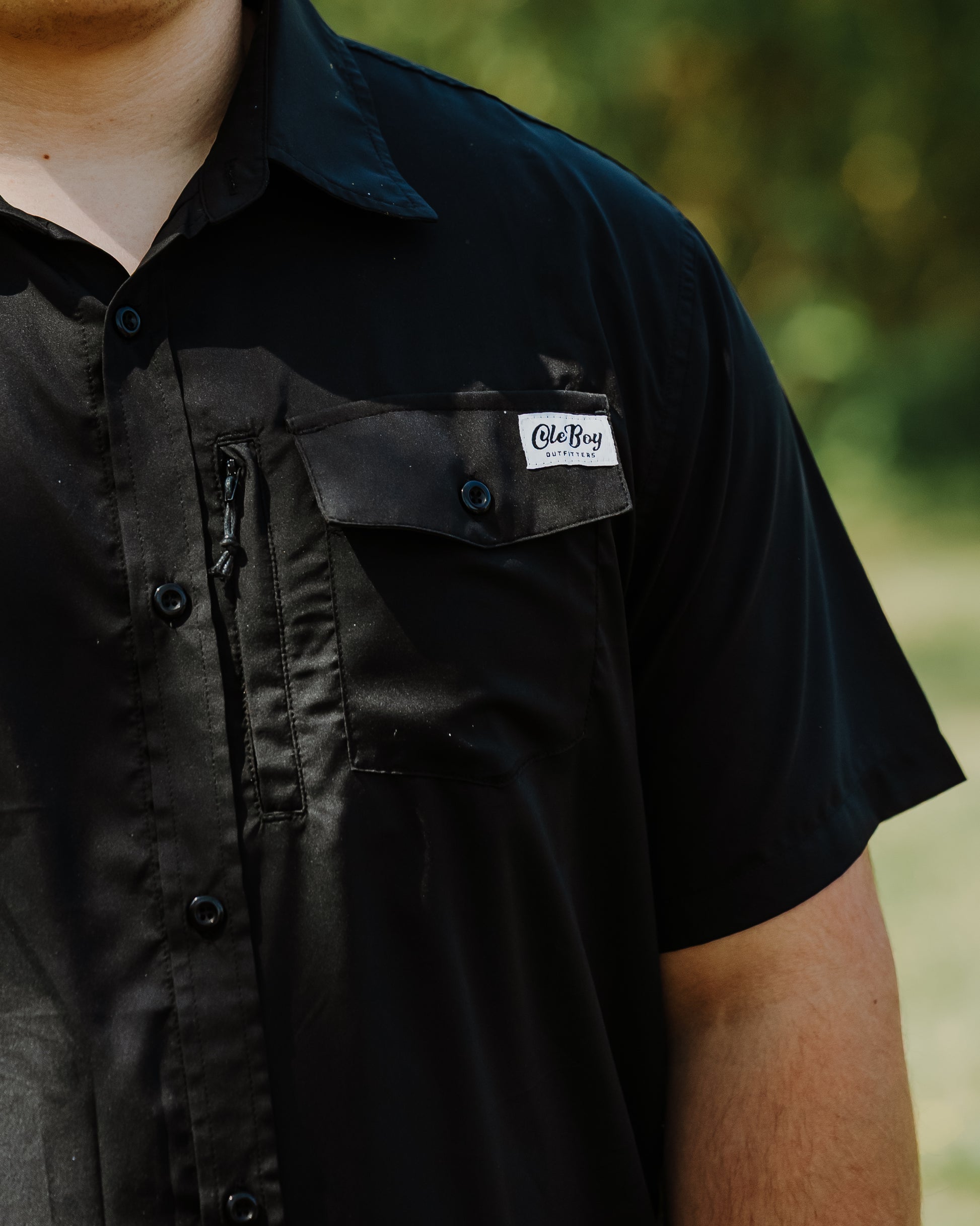 OLE BOY Performance Button Up Fishing Shirt - Black