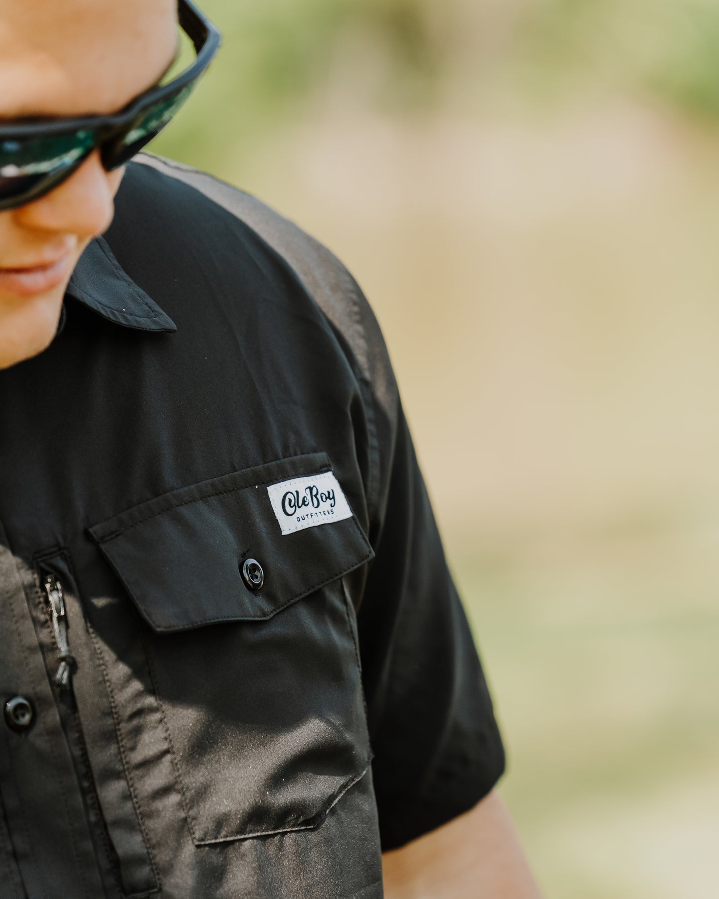 OLE BOY Performance Button Up Fishing Shirt - Black