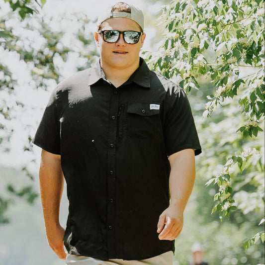 OLE BOY Performance Button Up Fishing Shirt - Black