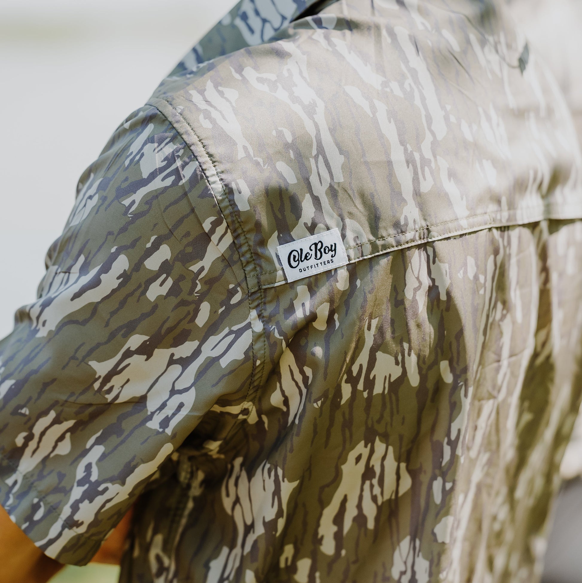 OLE BOY Performance Button Up Fishing Shirt - Bottomland Camo