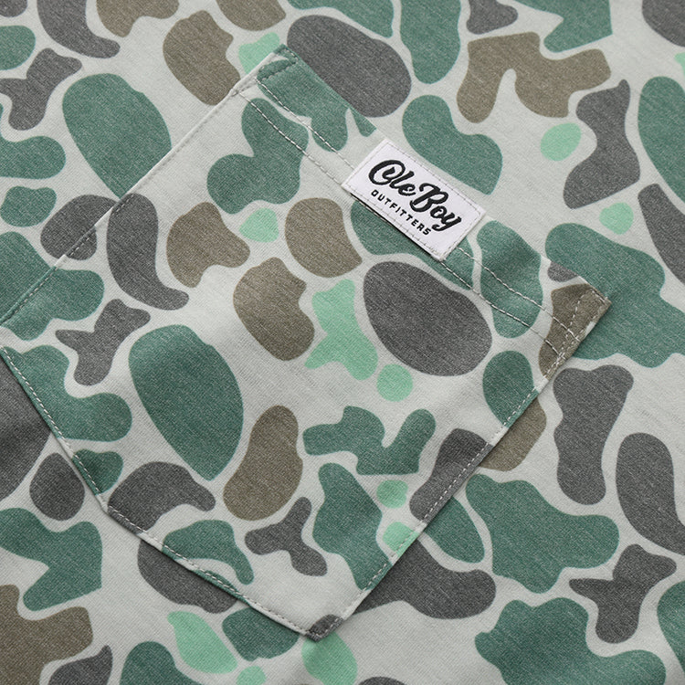 OLE BOY Performance Hooded Tee - Green Camo