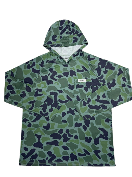 OLE BOY Performance Hooded Tee - Green Duck Camo