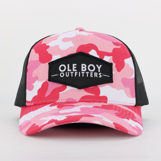 OLE BOY Pink Camo Classic Logo Patch Hat