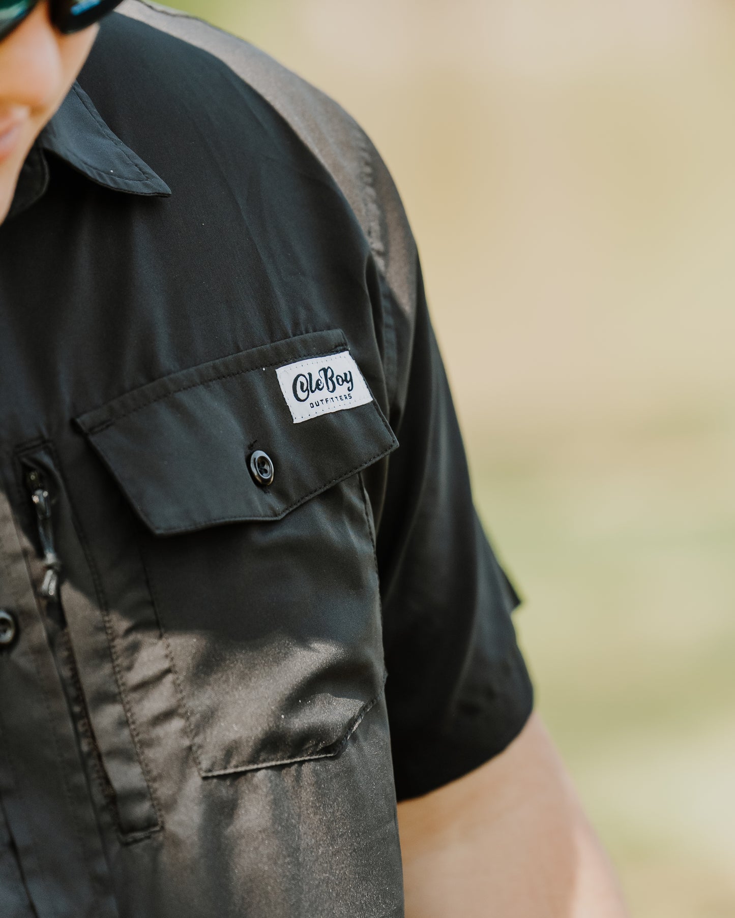 OLE BOY Performance Button Up Fishing Shirt - Black
