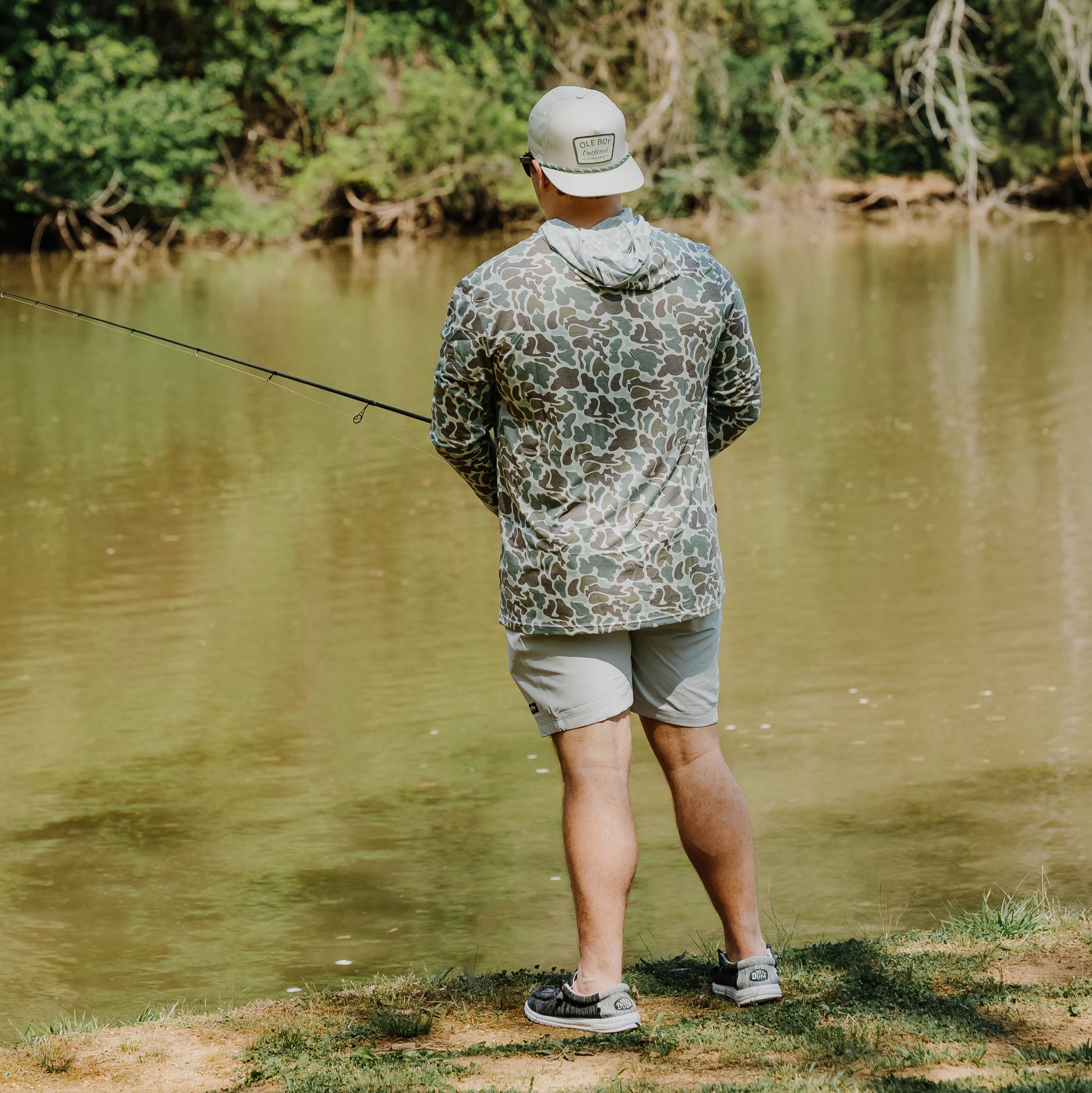 OLE BOY Performance Hooded Tee - Green Camo lifestyle