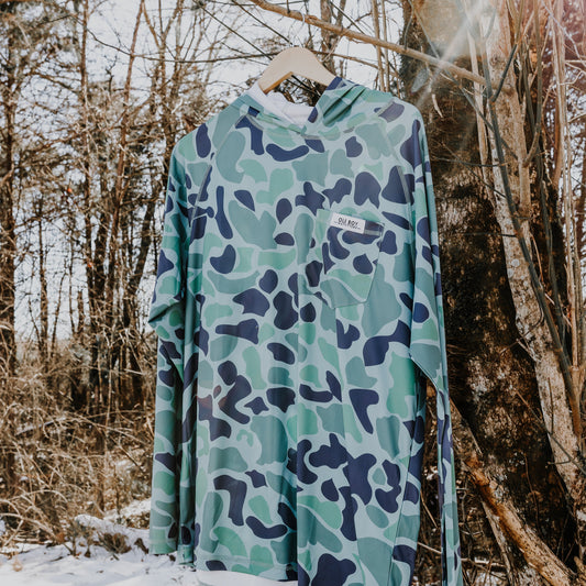 OLE BOY Performance Hooded Tee - Green Duck Camo
